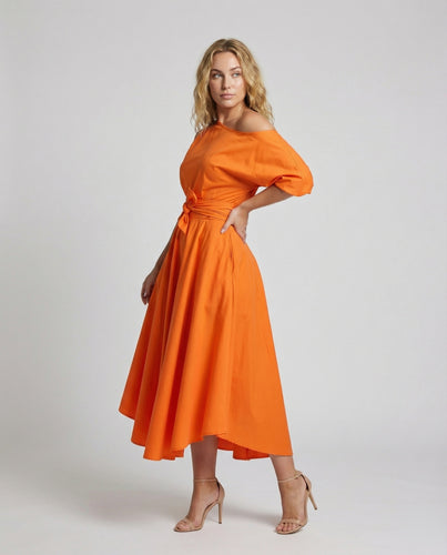 Damen Moderne Ein-Schulter Midikleid