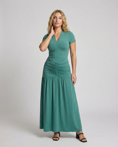 Damen Schmeichelhafte Hüftpasse Maxikleid