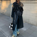 R&B | Trenchcoat - stilvolle lange schwarze Damenjacke