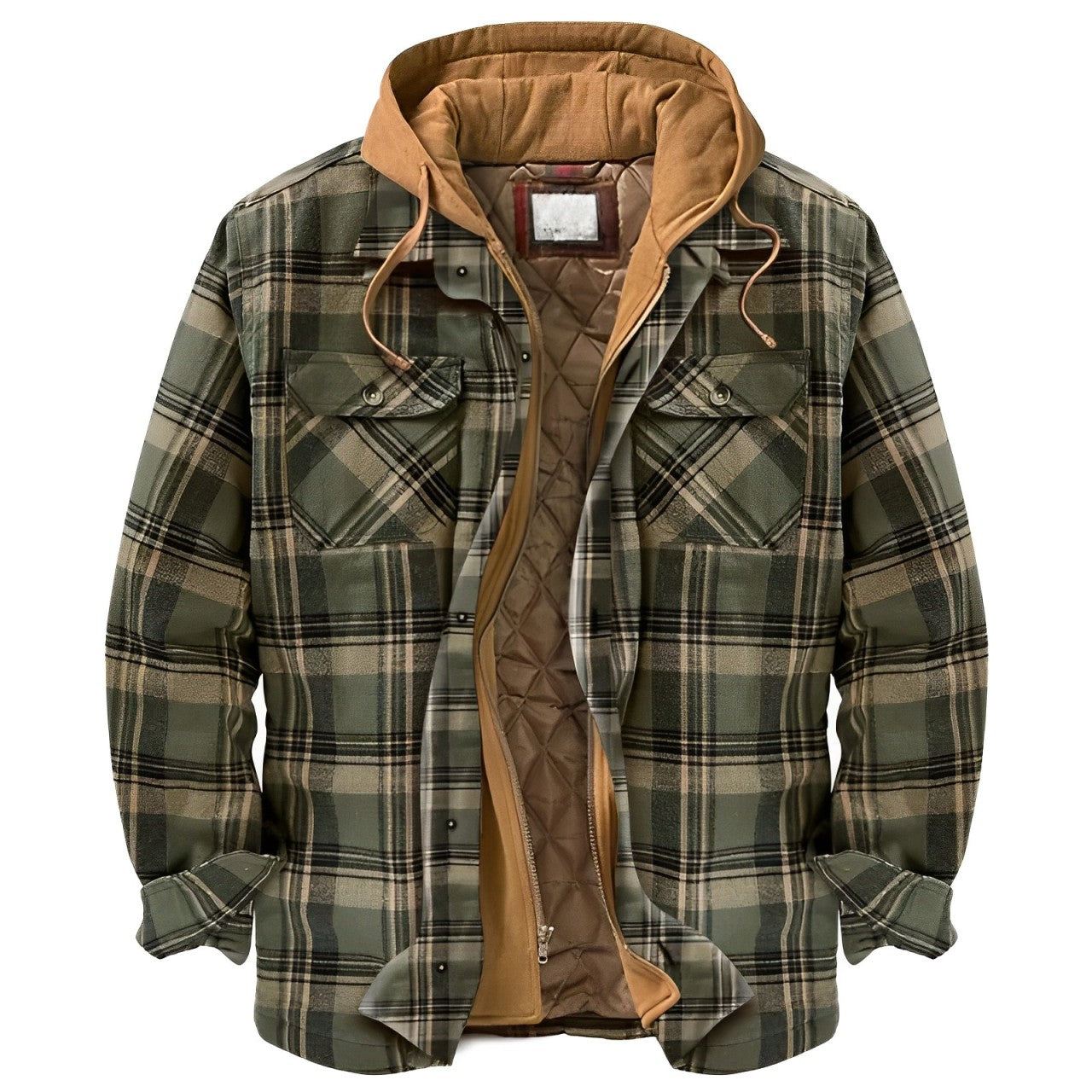 R&B | Warme Kapuzenjacke mit Karo-Muster für Herren