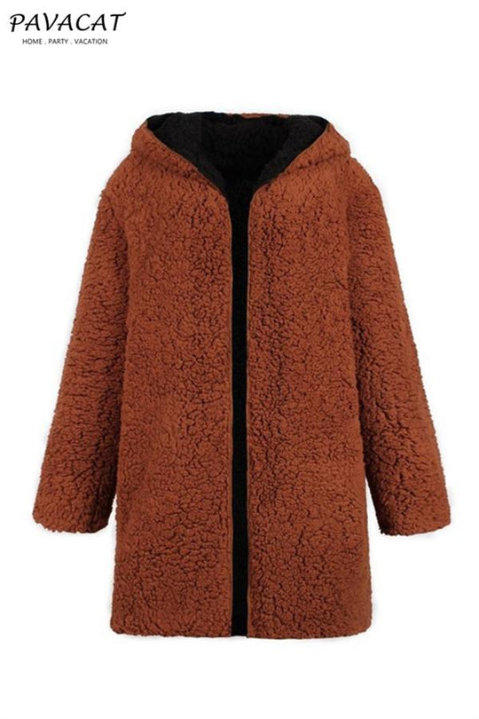 R&B | Faux Lammwoll Dicke Jacke Lila/schwarz