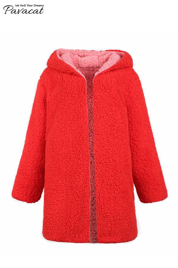 R&B | Faux Lammwoll Dicke Jacke Lila/schwarz