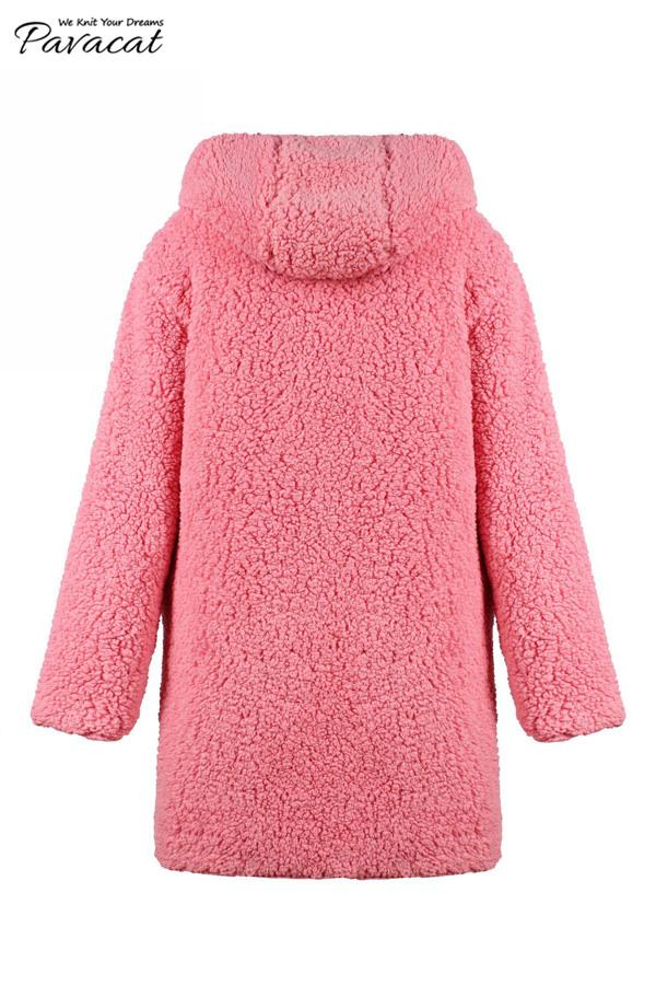 R&B | Faux Lammwoll Dicke Jacke Lila/schwarz