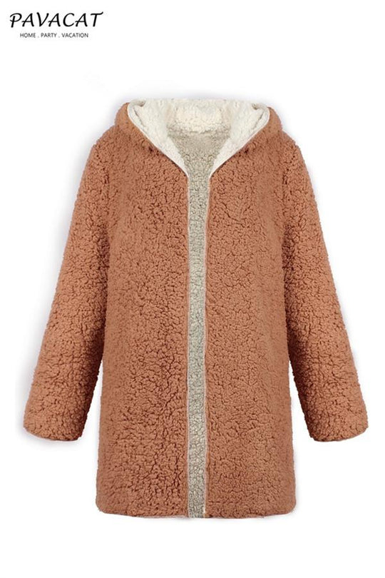 R&B | Faux Lammwoll Dicke Jacke Lila/schwarz