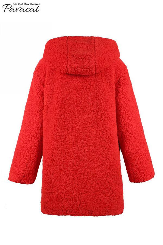 R&B | Faux Lammwoll Dicke Jacke Lila/schwarz
