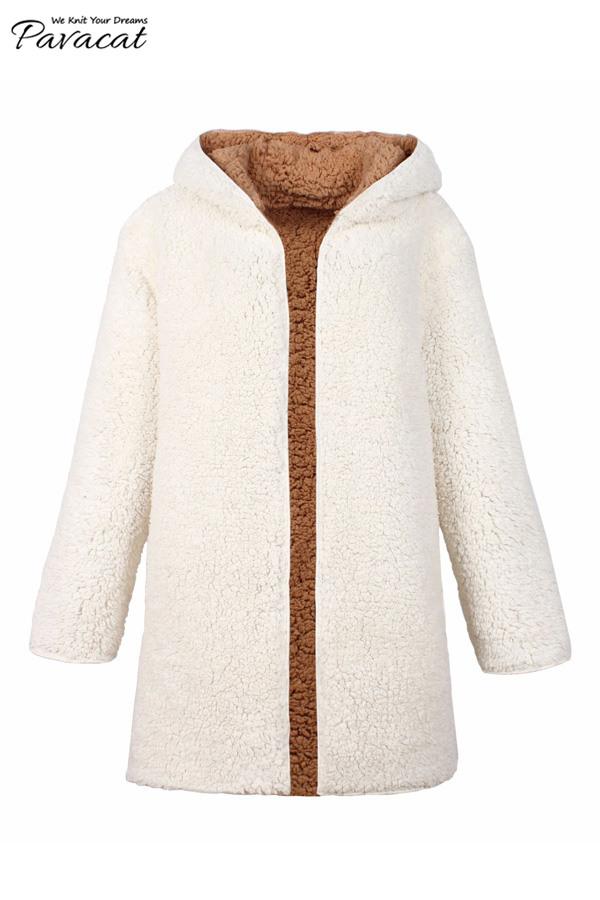 R&B | Faux Lammwoll Dicke Jacke Lila/schwarz