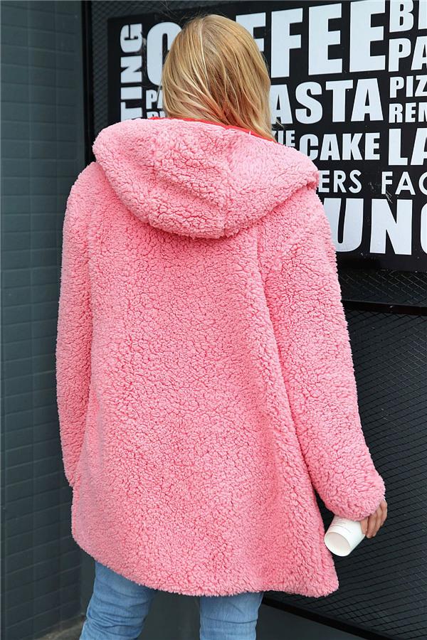 R&B | Faux Lammwoll Dicke Jacke Lila/schwarz