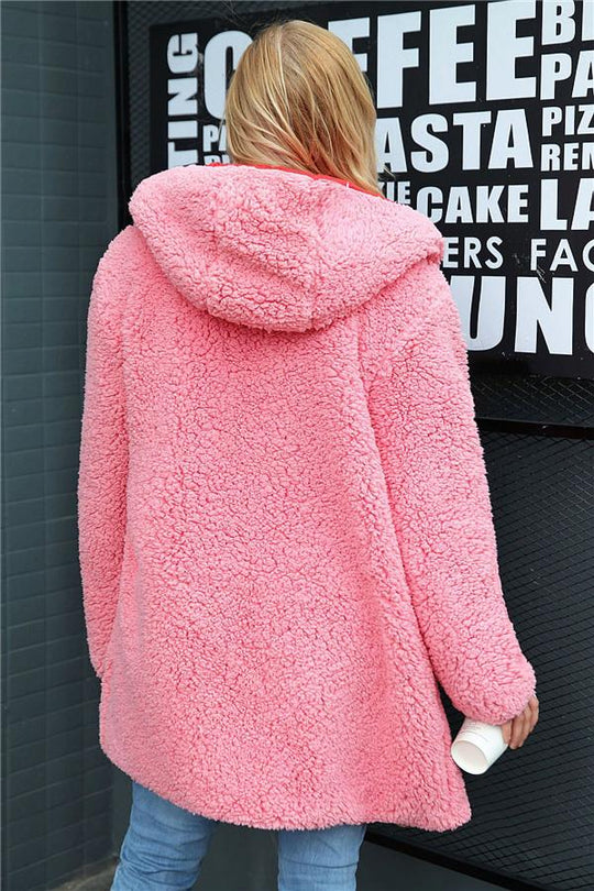 R&B | Faux Lammwoll Dicke Jacke Lila/schwarz