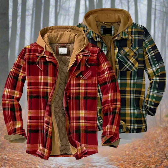 R&B | Warme Kapuzenjacke mit Karo-Muster für Herren
