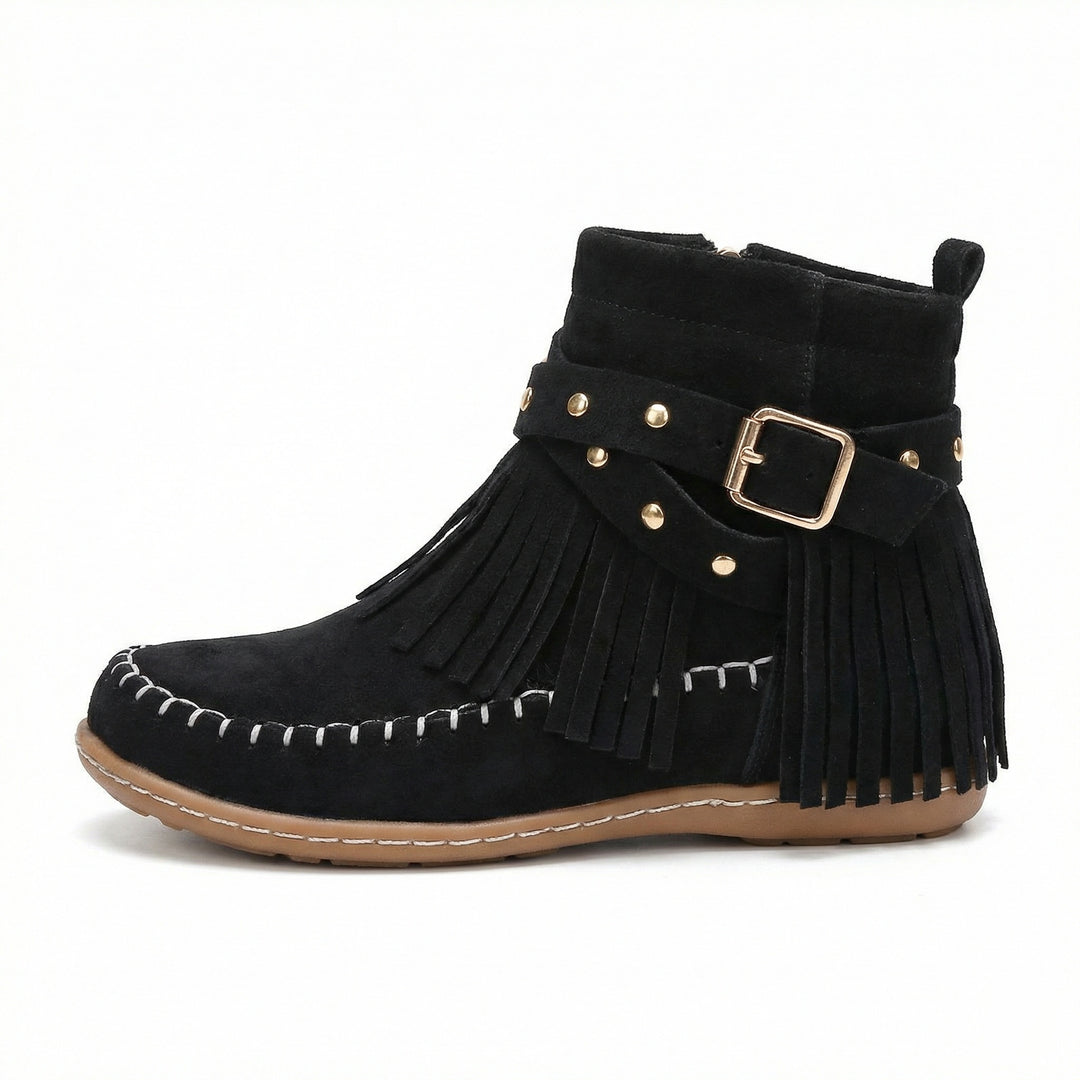 R&B Warme Vintage-Stiefel mit Fransen