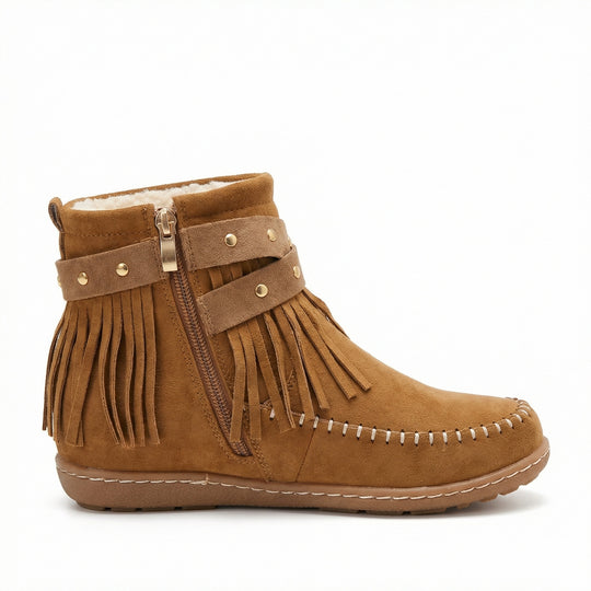 R&B Warme Vintage-Stiefel mit Fransen