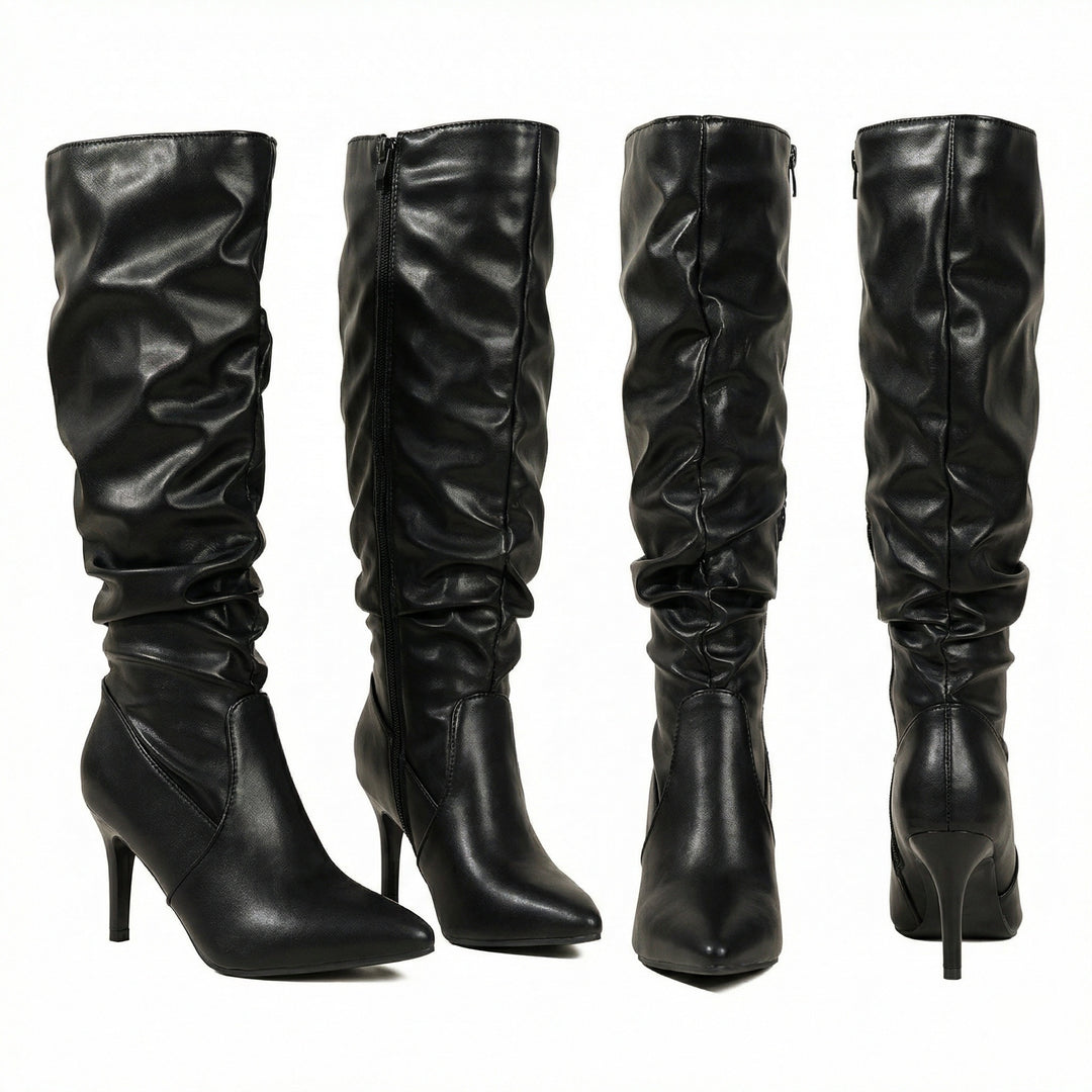 Damen High Heels Stiefel mit Gerafftem Design R&B