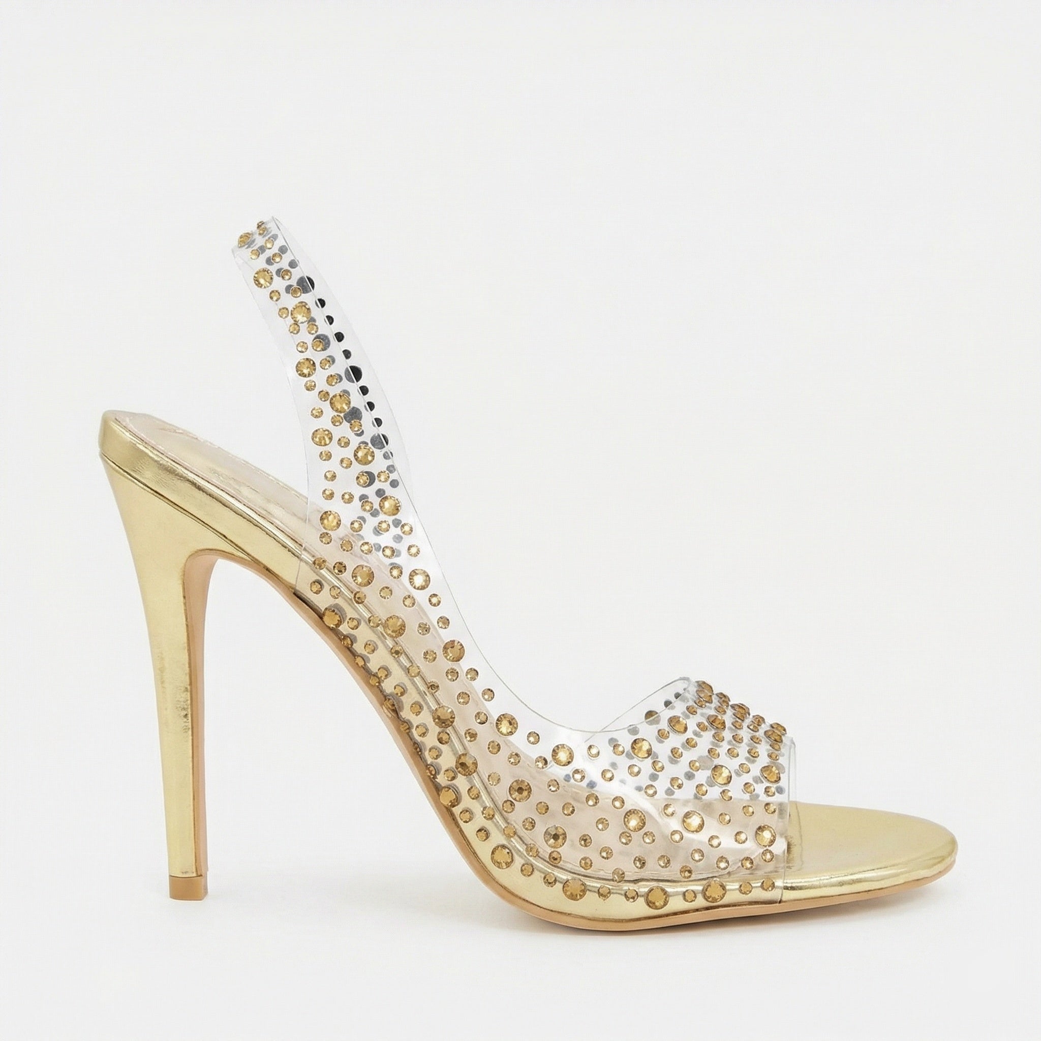 Damen Glamouröse High Heel Sandalen mit funkelndem Strassbesatz R&B