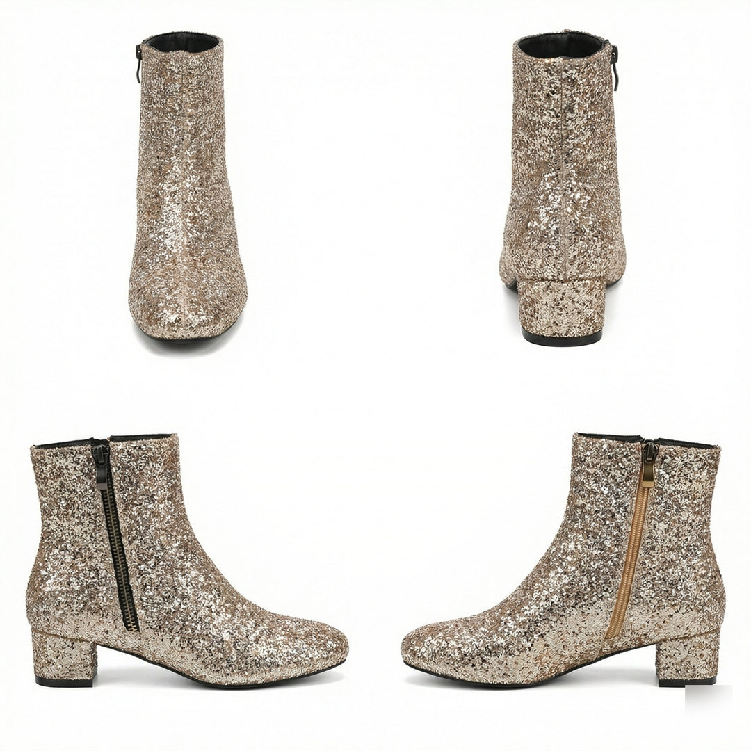 R&B | Glitzernde Ankle Boots Mit Blockabsatz