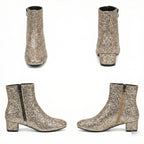 R&B | Glitzernde Ankle Boots Mit Blockabsatz