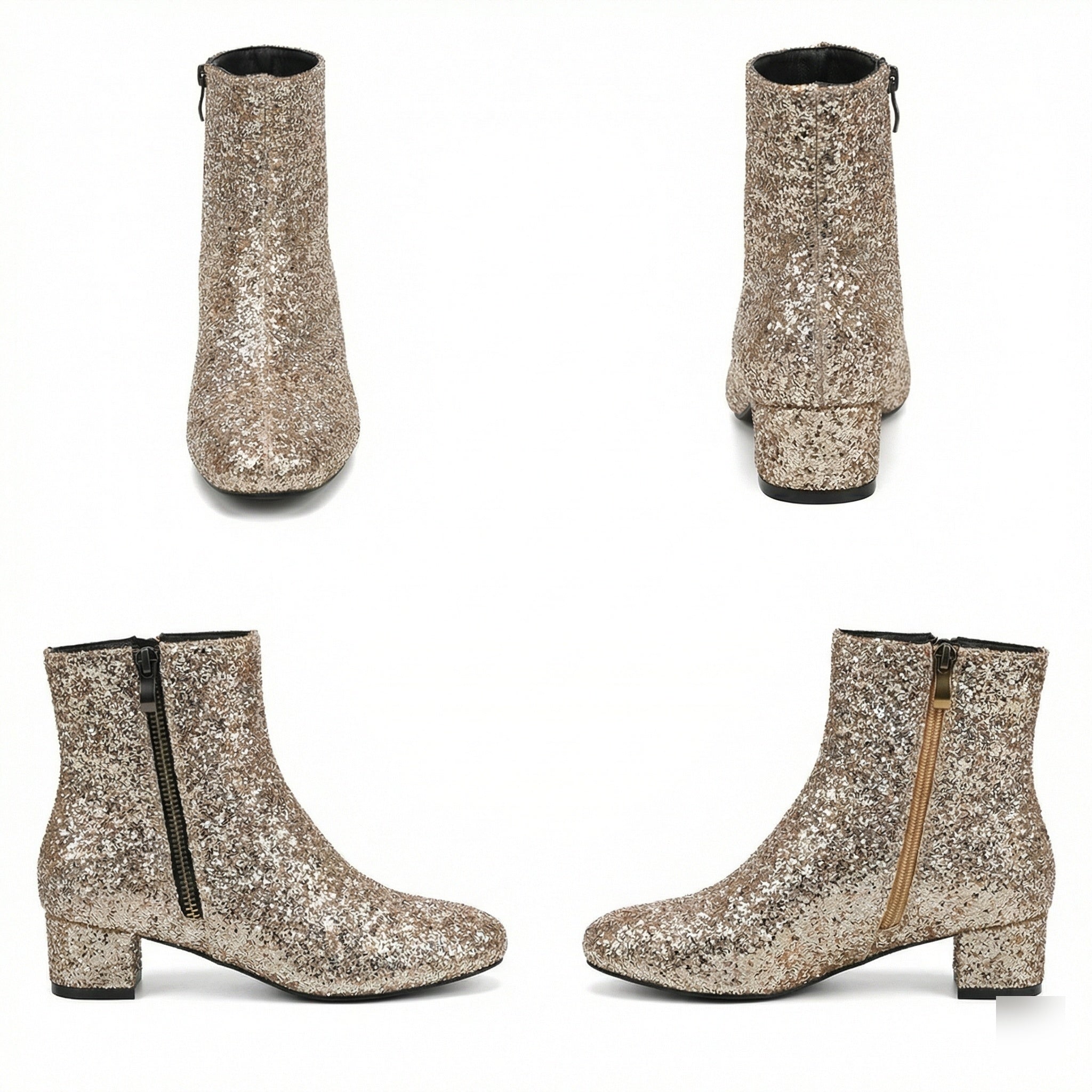 R&B | Glitzernde Ankle Boots Mit Blockabsatz