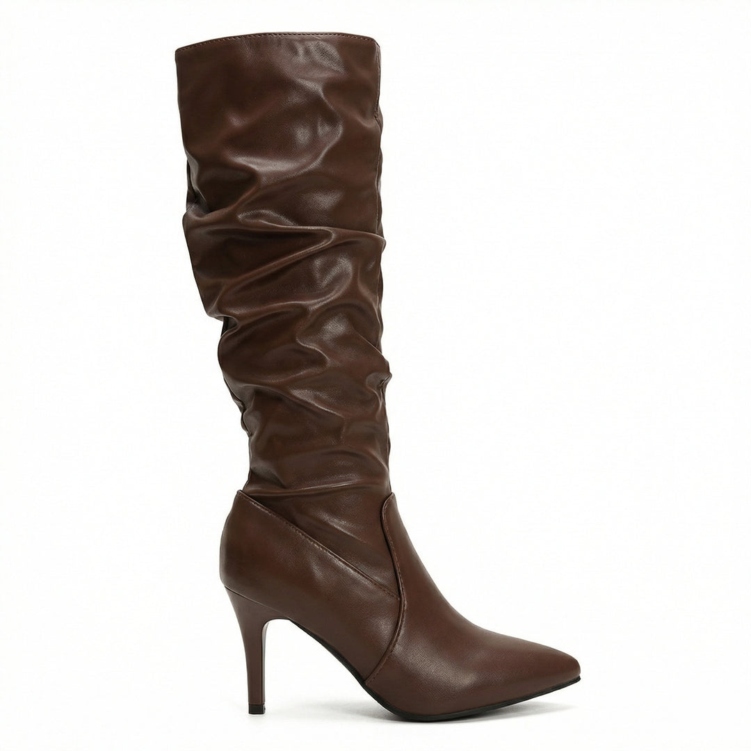 Damen High Heels Stiefel mit Gerafftem Design R&B