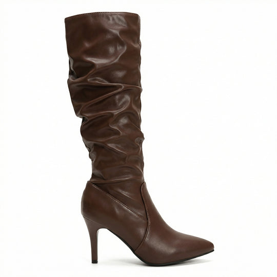 Damen High Heels Stiefel mit Gerafftem Design R&B