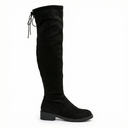 Damen Overknee-Stiefel aus weichem Wildleder mit praktischer Schnürung R&B