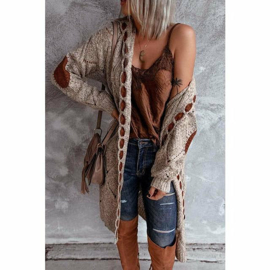 R&B | Lange Strickjacke mit Kapuze