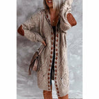 R&B | Lange Strickjacke mit Kapuze