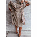 R&B | Lange Strickjacke mit Kapuze