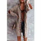 R&B | Lange Strickjacke mit Kapuze