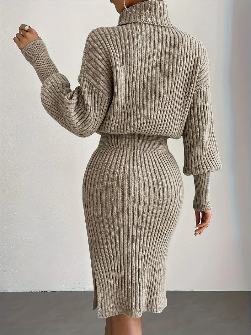 R&B | Strick Damen Satz mit Rollkragenpullover und Midi Rock