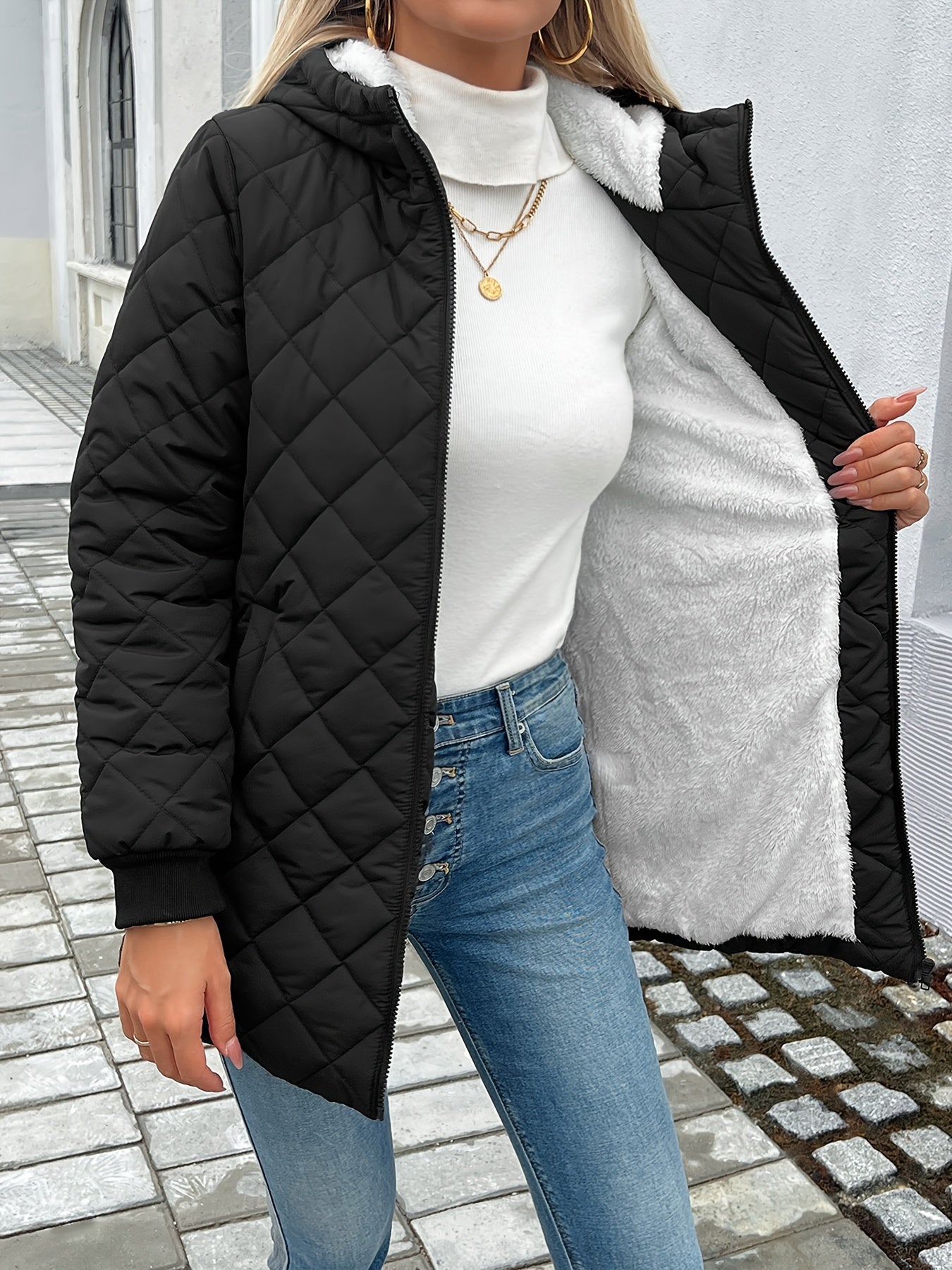 R&B | Gepolsterte Puffy-Jacke mit Reißverschluss