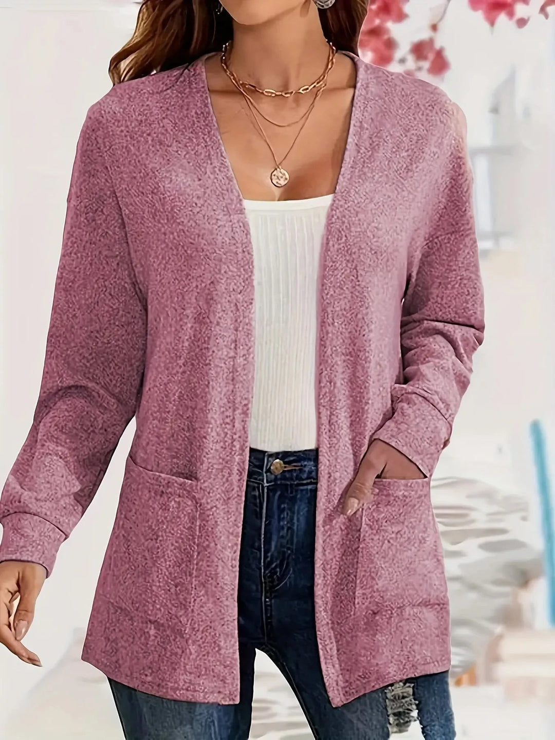 R&B | Stilvolle Strickjacke mit Offener Front & Taschen
