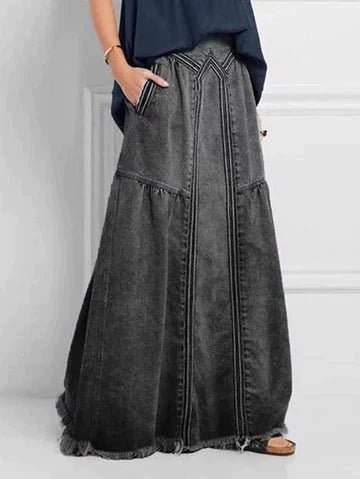 Lange Denimrock mit Elastischem Bund
