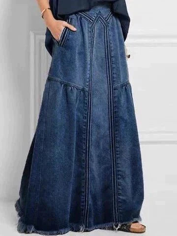 R&B | Lange Denim Rock mit Elastischem Bund