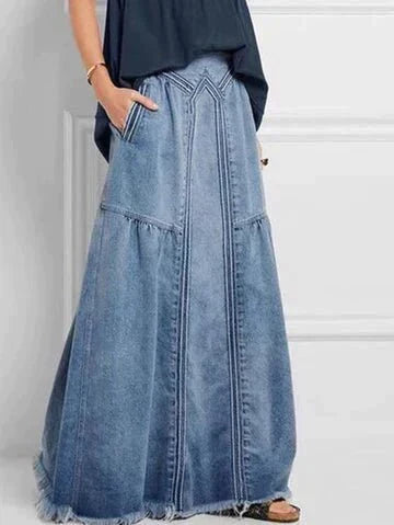 R&B | Lange Denim Rock mit Elastischem Bund