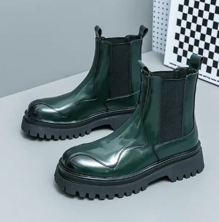 Lederstiefel mit runder Spitze R&B