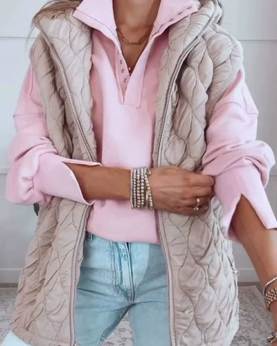 R&B | Einfache Ärmellose Jacke mit Reißverschluss und Kapuze