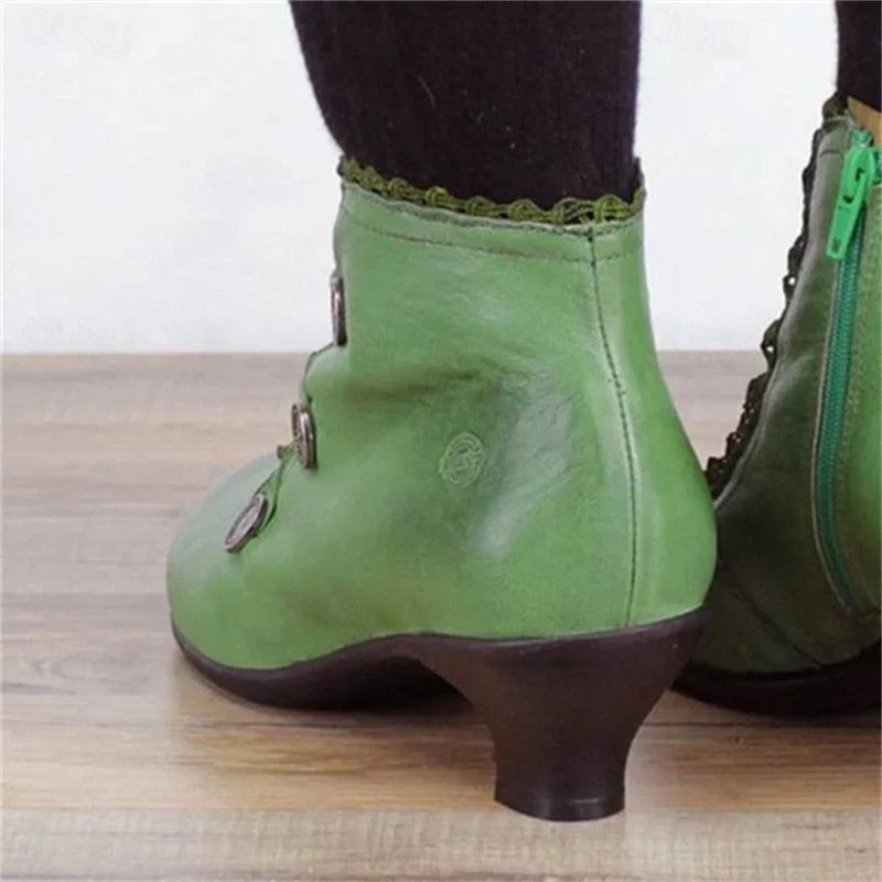 R&B | Damen Viktorianische Schnür-Stiefeletten mit Spitzenbesatz
