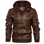 R&B | Herren Kunstlederjacke mit abnehmbarer Kapuze
