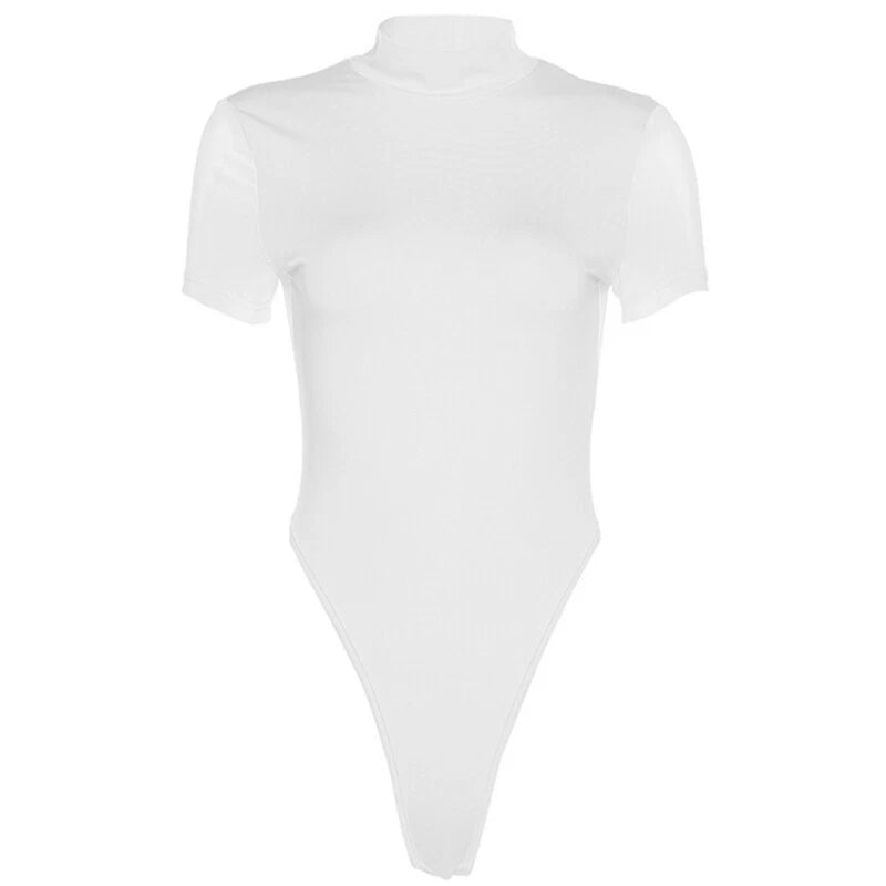 Damen Figurbetonter Body mit hohem Kragen R&B
