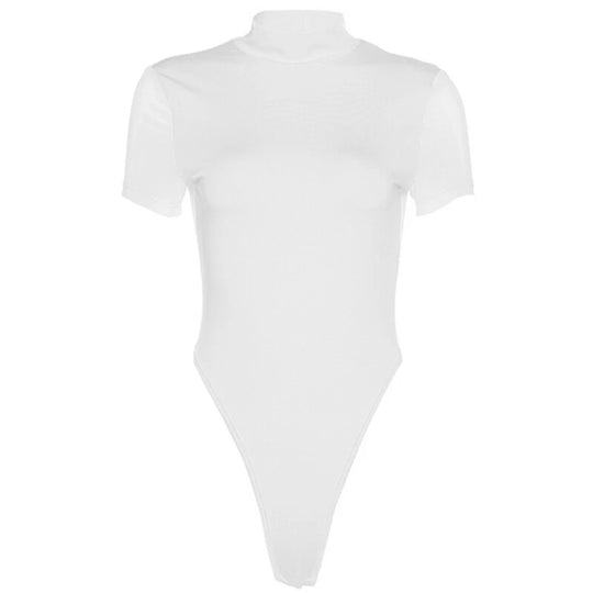 Damen Figurbetonter Body mit hohem Kragen R&B