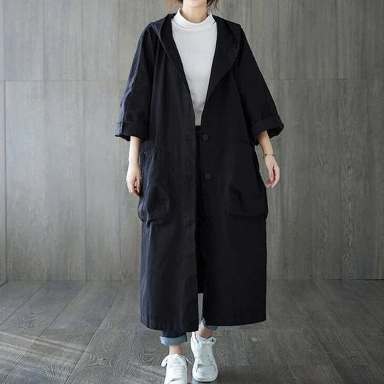 R&B | Trenchcoat Übergröße Lange Länge Mit Kapuze Große Taschen