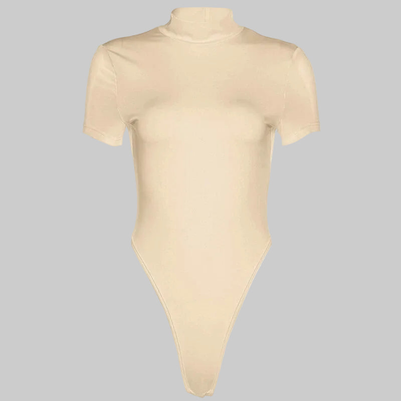 Damen Figurbetonter Body mit hohem Kragen R&B