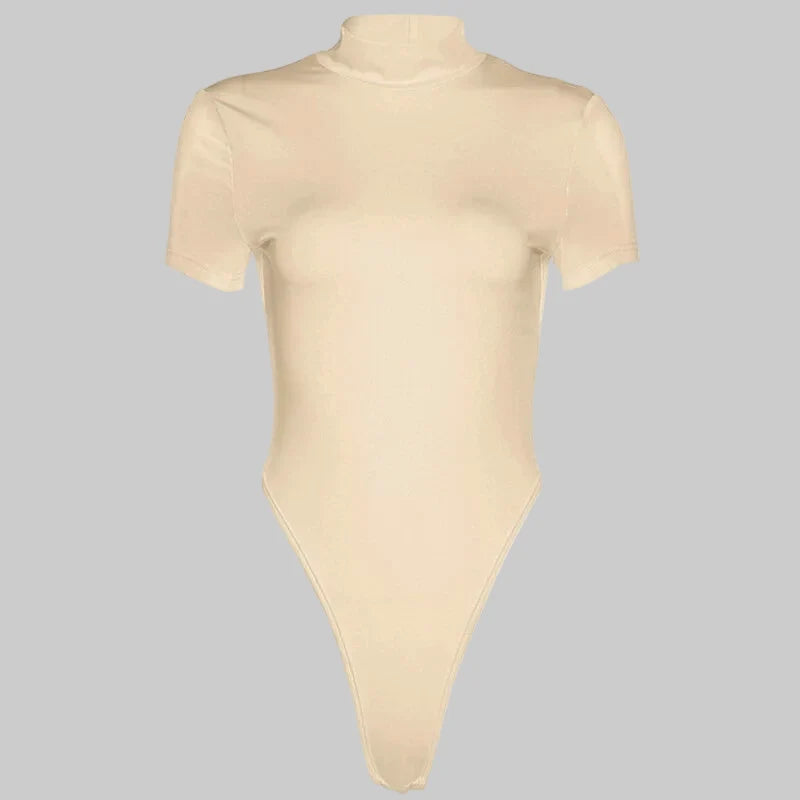 Damen Figurbetonter Body mit hohem Kragen