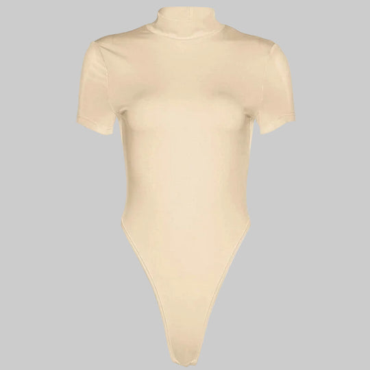 Damen Figurbetonter Body mit hohem Kragen R&B