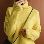 R&B | Rollkragenpullover mit Diamantmuster Gestrickt -Weich und Bequem