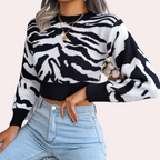R&B | Cropped Sweater mit ZR&Bra-muster Strick Trendy und Komfortabel