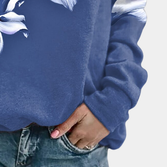 R&B | Sweatshirt Weiches Atmungsaktives Material Bequeme Passform Floral Print Lange Ärmel