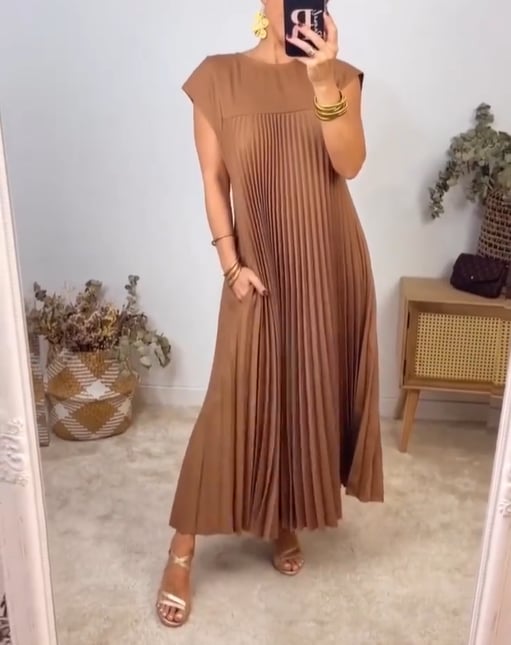 R&B | Smarte Plissee Baumwollkleid