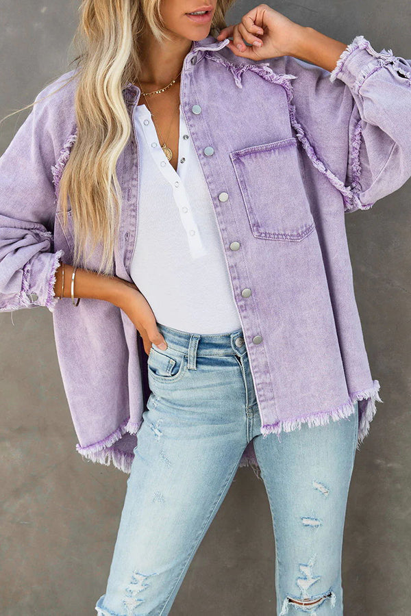 R&B | Übergröße Cordjacke für Damen mit Fransen