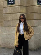 R&B | Damen Bomberjacke mit goldenen Pailletten und lässiger Passform für Party oder FreizeitgR&Brauch