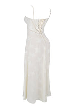 Retro Cremefarbene Maxi Kleid Mit Spitzeneinsatz hinten